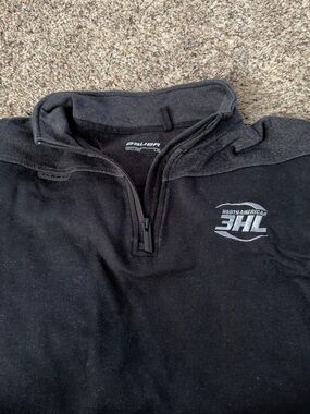 Bauer Men's Black & Dark Gray Quarter-Zip Sweater with NA3HL Logo
